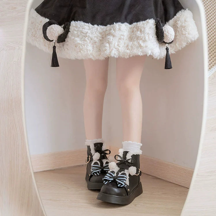 Milk Bear - Winter Lolita Shoes Thick Sole Fleece Snow Boots - image 11