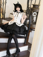 Miss Black Cat - Gothic Maid Lolita Skirt Set, Slim Fit - image 12