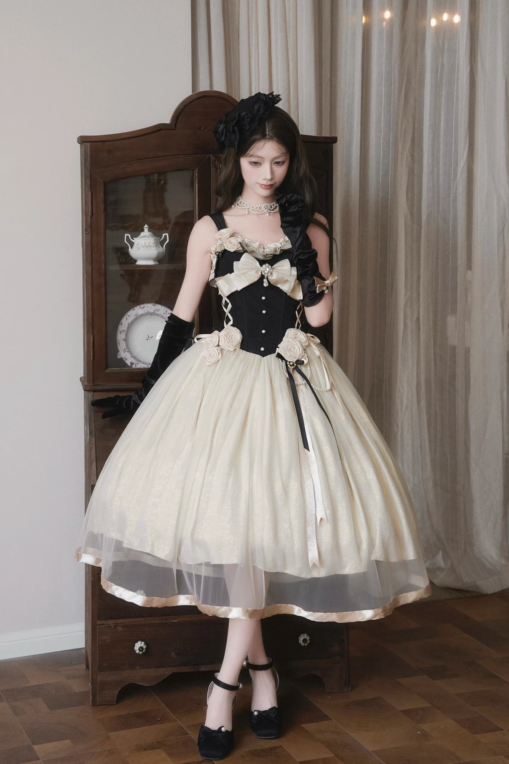 Paris Souvenir - Classic Lolita Corset JSK Dress with 3D Rose Decor - image 3