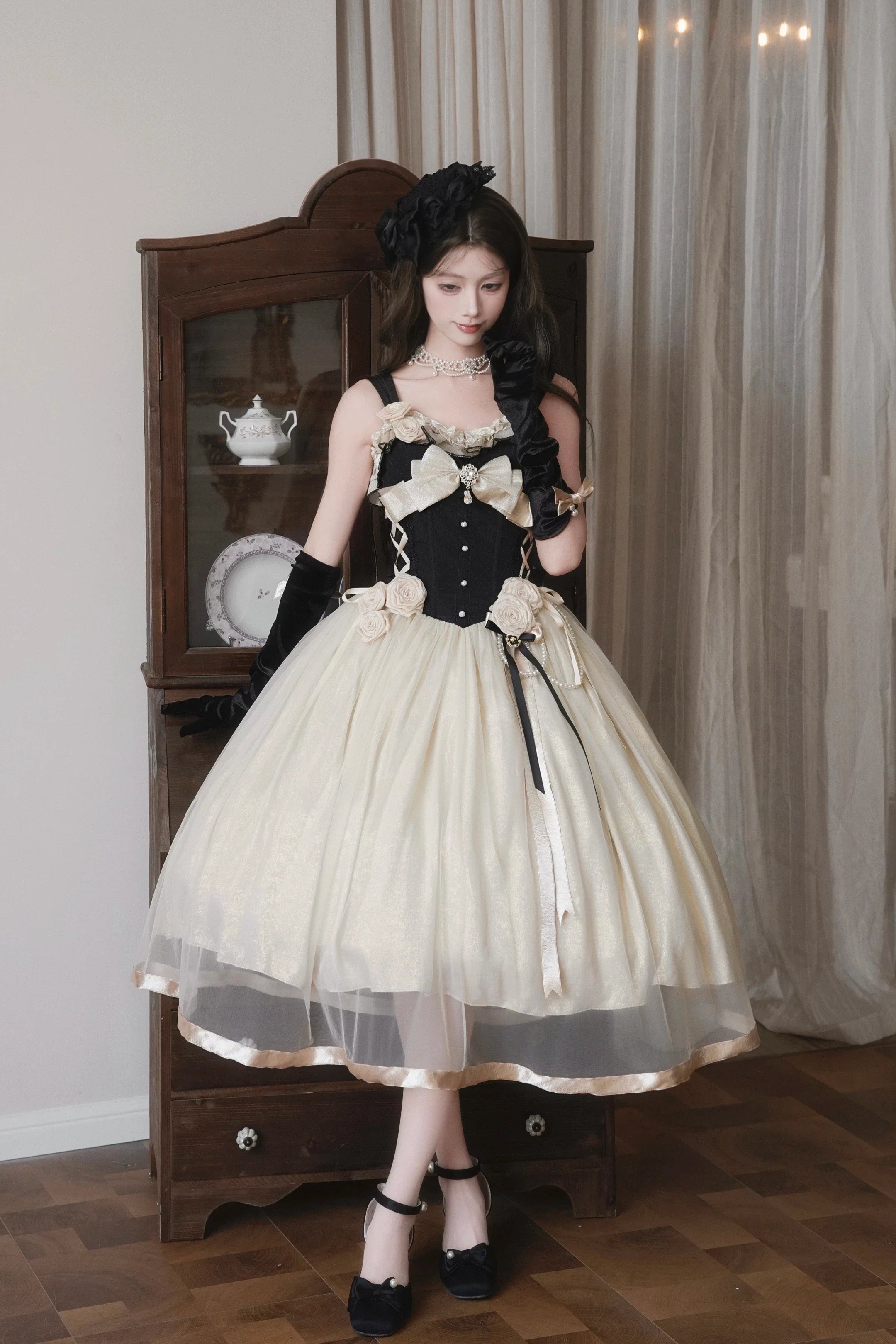 Paris Souvenir - Classic Lolita Corset JSK Dress with 3D Rose Decor - image 3