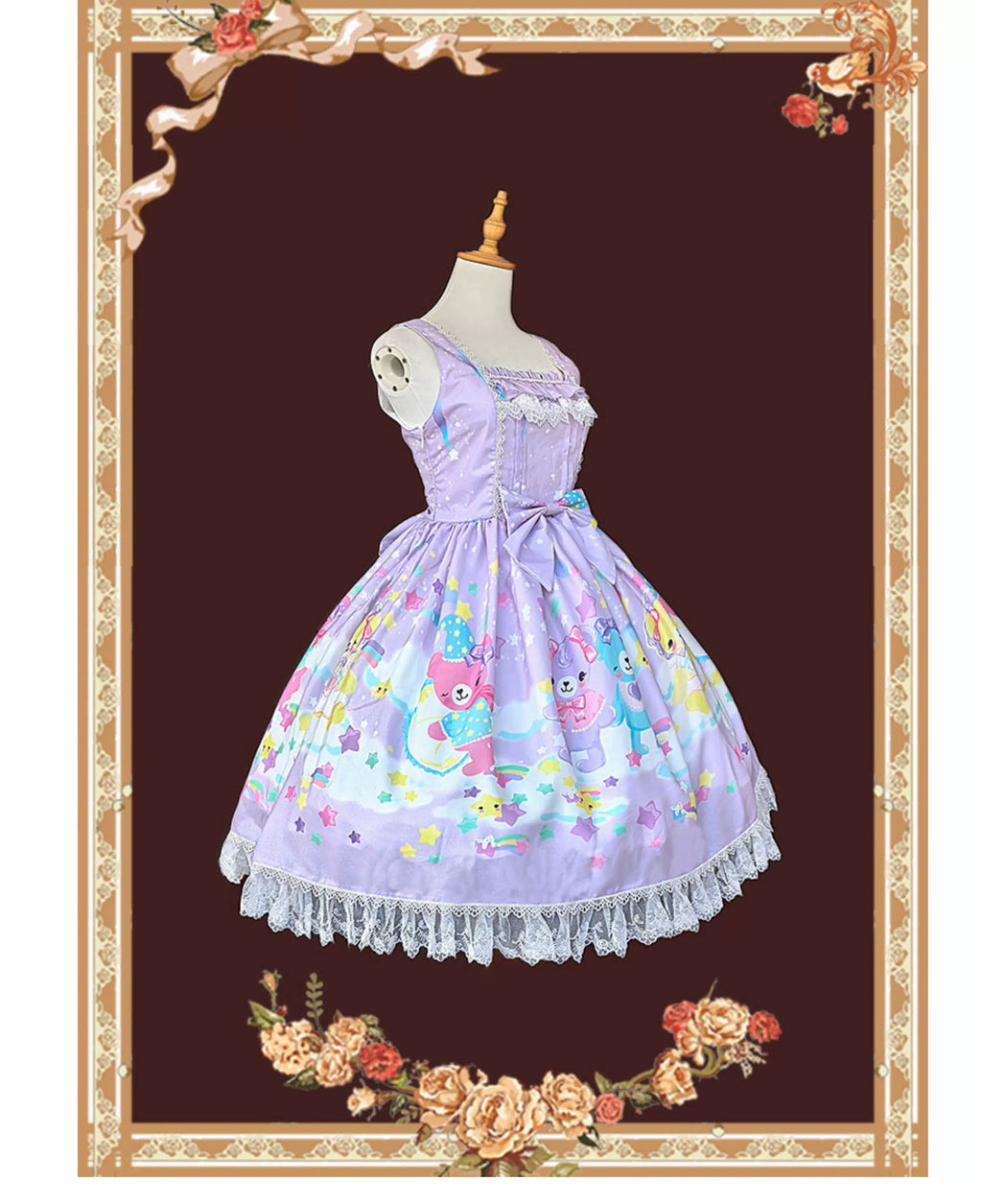 Sleepy Bear - Kawaii Lolita Bear and Star Printed Dress and Accessories - image 16
