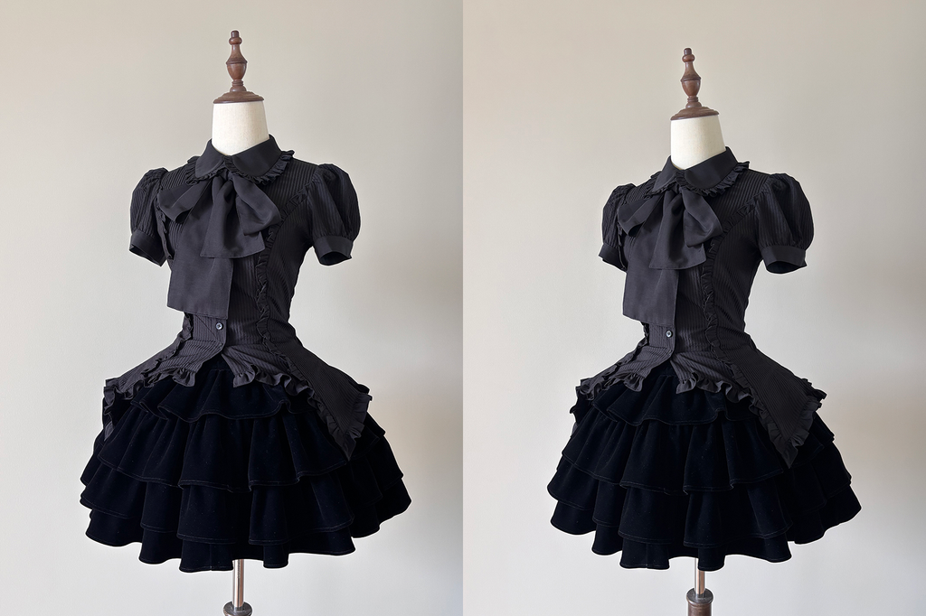 Lilith - Gothic Lolita Short-Sleeve Shirt with Detachable Tie - image 12