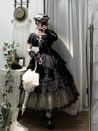 Unnamed Dusk Poem - Classic Lolita OP Dress, Tulle Skirt with Cross Accent and Accessories - image 6