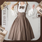 Vintage Lolita Skirt Fishbone Tartan Super High Waist SK - image 10