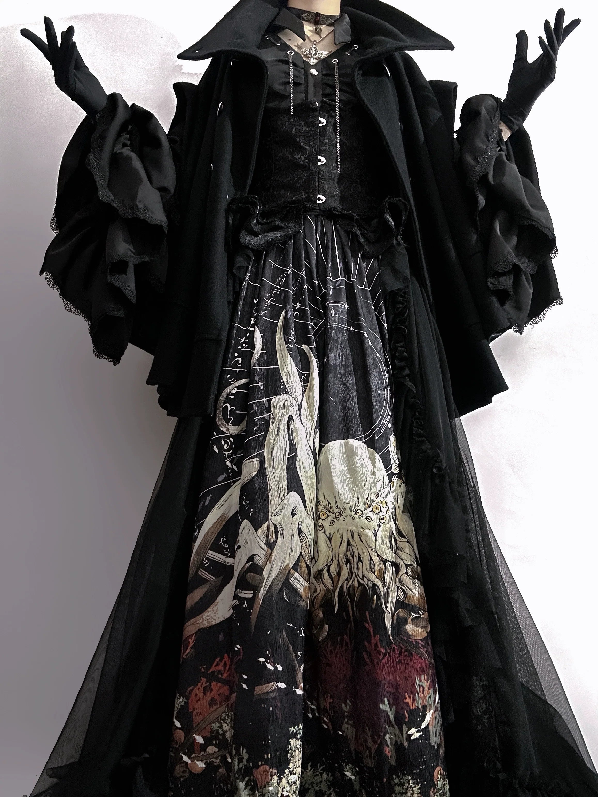 Reborn Ancient God Gothic Lolita Shirt and Skirt Set - image 10