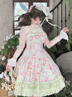 Rose Spring Romance - Cotton Old School Lolita JSK Dress, Floral Print - image 13