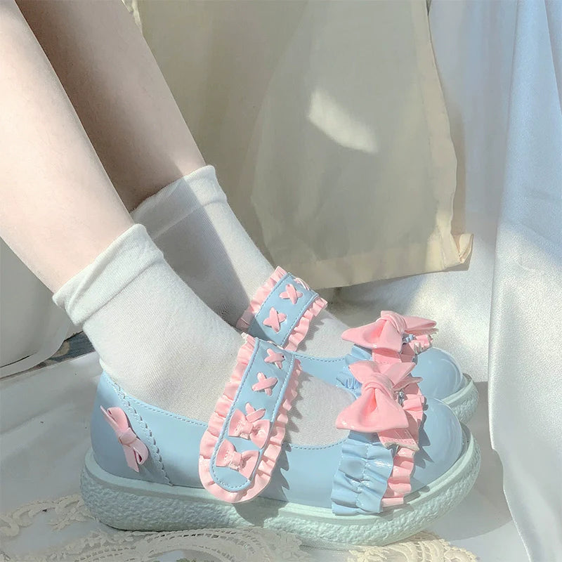 Cute Bow Candy-Colored Lolita Flat Shoes - image 18