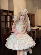 Cloud Whale Dream - Sweet Lolita Corset JSK Dress, Tiered Hem & Bows - image 8