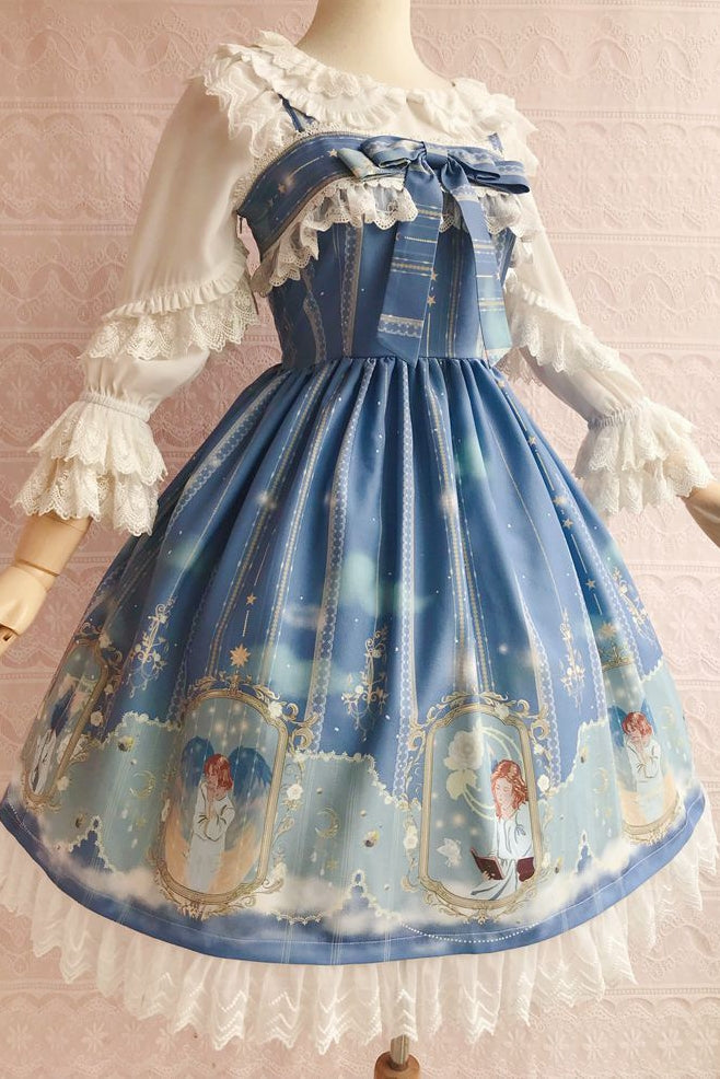 Oriel's Blessing - Angel-themed Printed Lolita JSK Dress - image 1