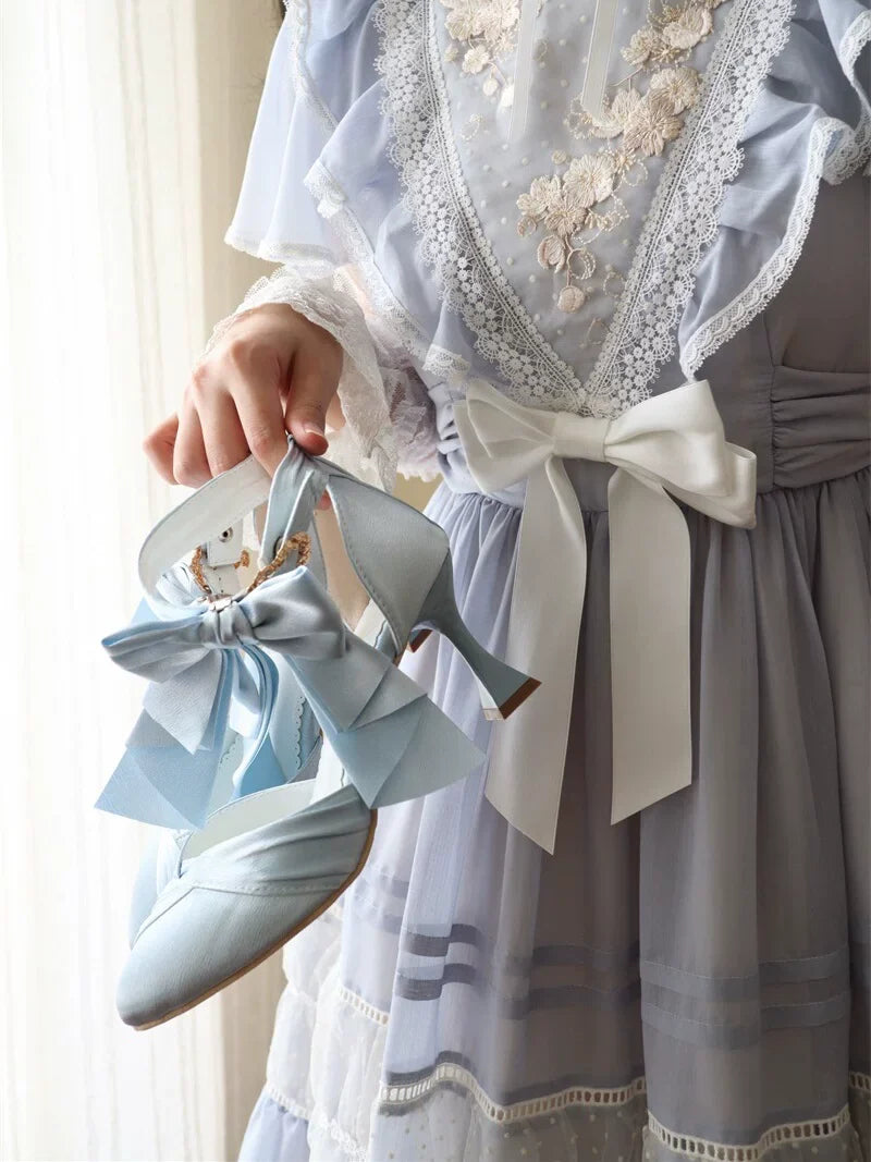 Coronation - Classic Lolita Wine Glass Heel Shoes with Detachable Bows - image 19