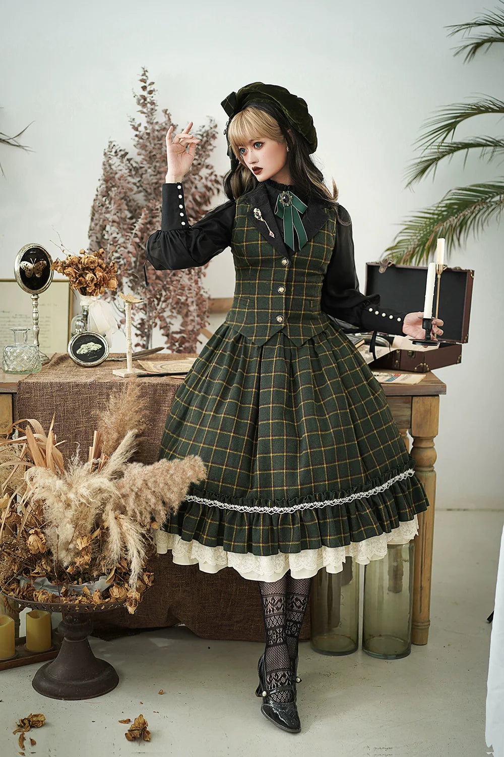 Rose - Elegant Lolita Fishbone Grid Skirt Customized - image 62