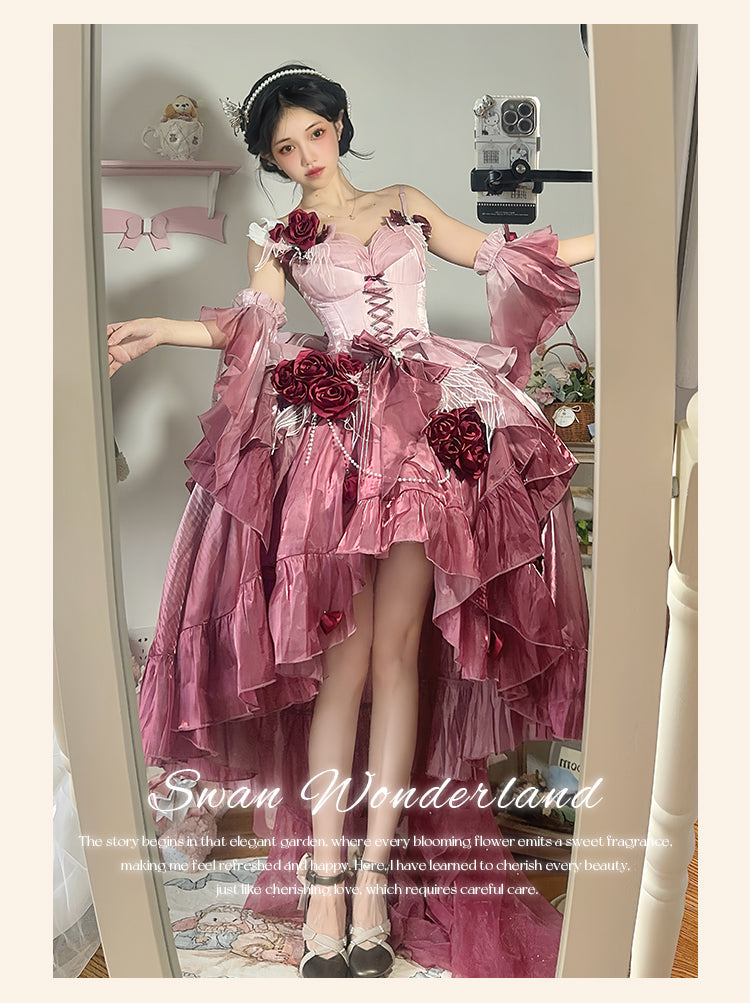 Swan Wonderland - Fairy Lolita JSK with High-Low Hem - image 7