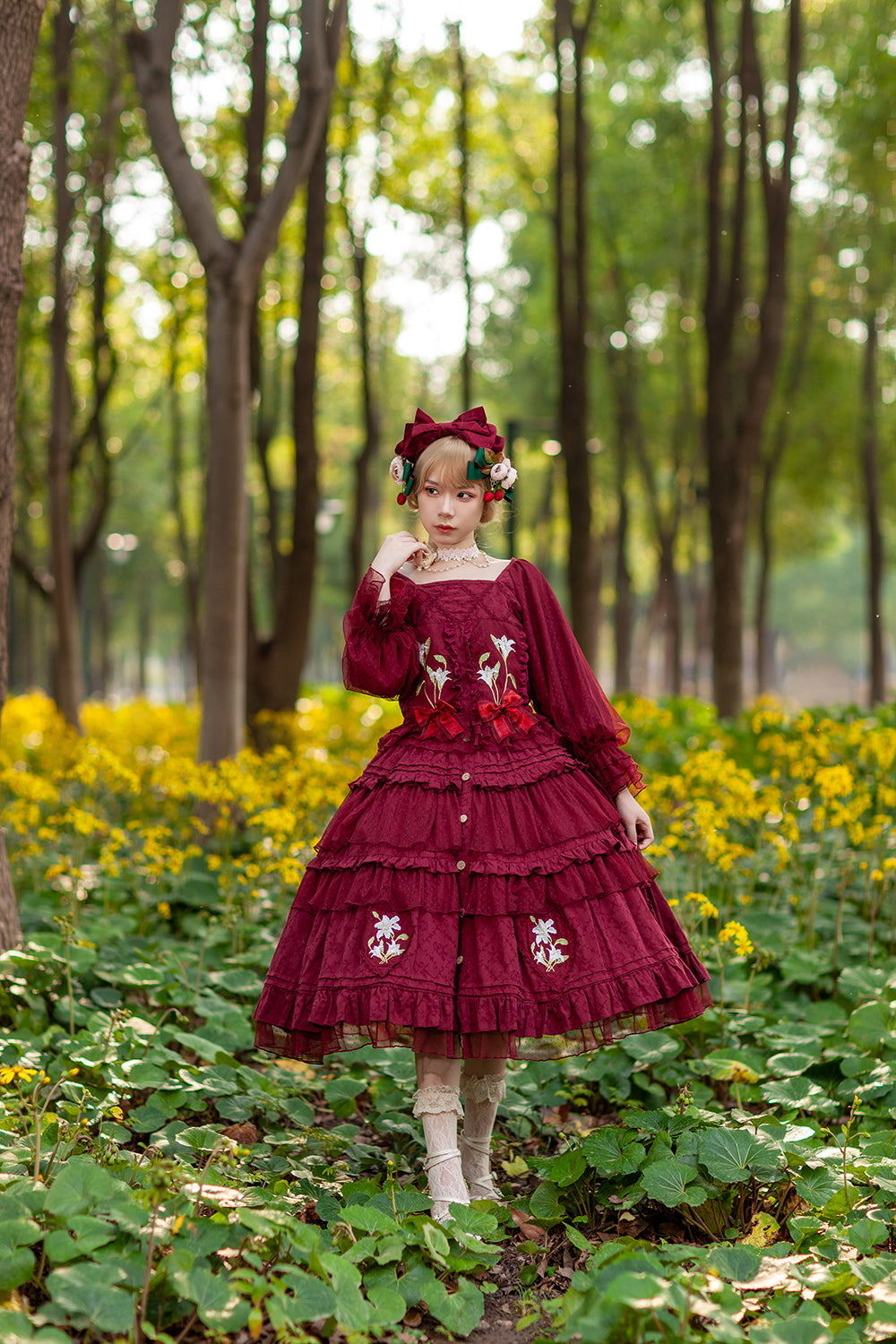 Melaleuca Lily - Embroidery Country Lolita Blouse and Skirt and Accessories - image 19