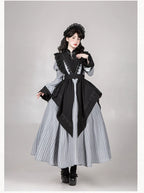 Nocturne SP - Striped Gothic Lolita OP Twin Lolita Dress with Apron and Accessories - image 22