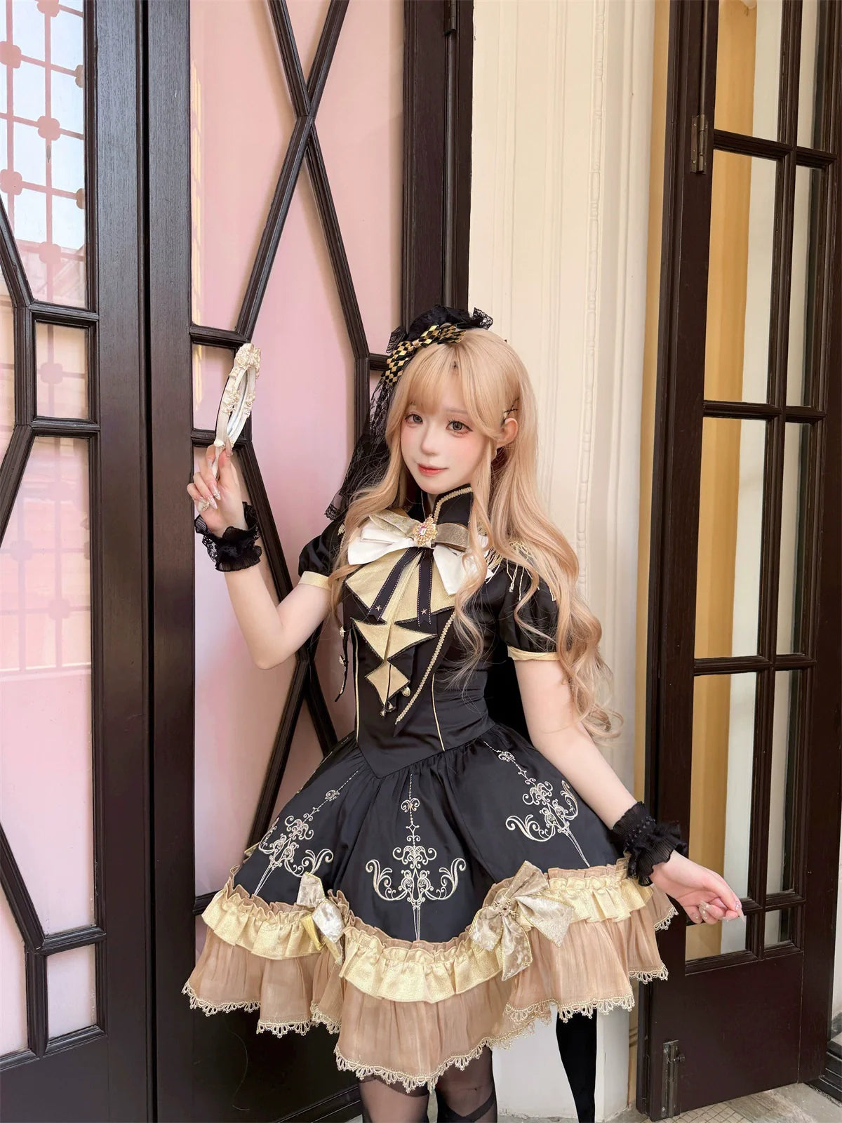 Glitter Oath - Military Lolita OP Dress with Detachable Split Tail Cloak - image 11