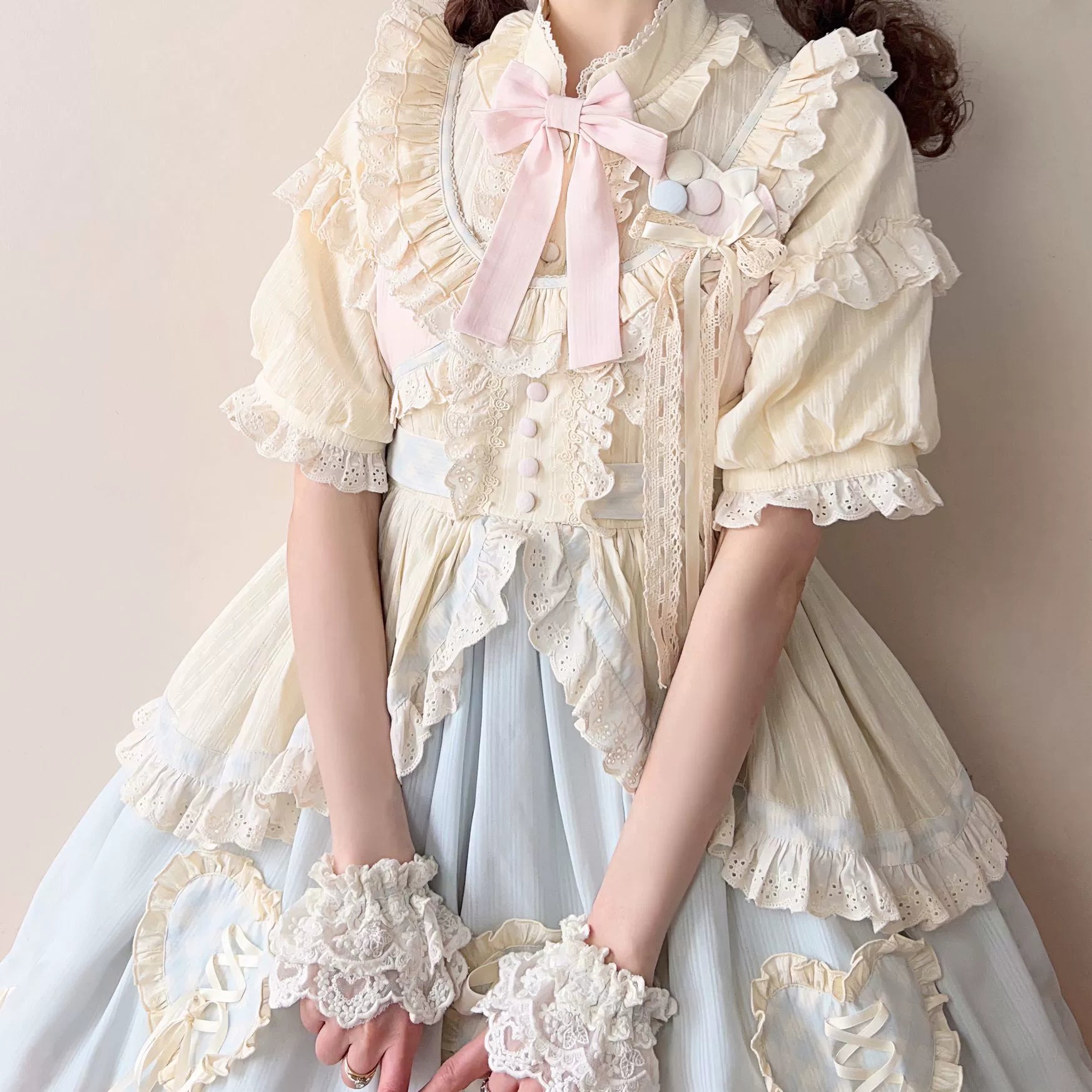 Dreamy Macaron - Sweet Lolita JSK Dress Solid Color Shirt - image 6
