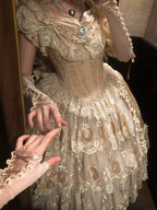 Bourbon Rose Ivory Fan Lace Embroidery Classic Lolita OP Dress - image 5