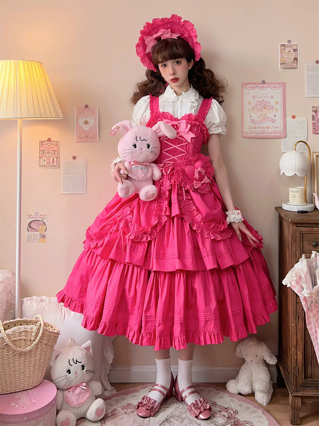 Cotton Gothic Lolita Long JSK, Drawn-up Hem - image 38