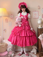 Cotton Gothic Lolita Long JSK, Drawn-up Hem - image 38