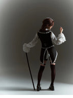 Crow Feather Ode - Ouji Lolita Cotton Linen Shirt and Clock Embroidery Vest Set - image 16