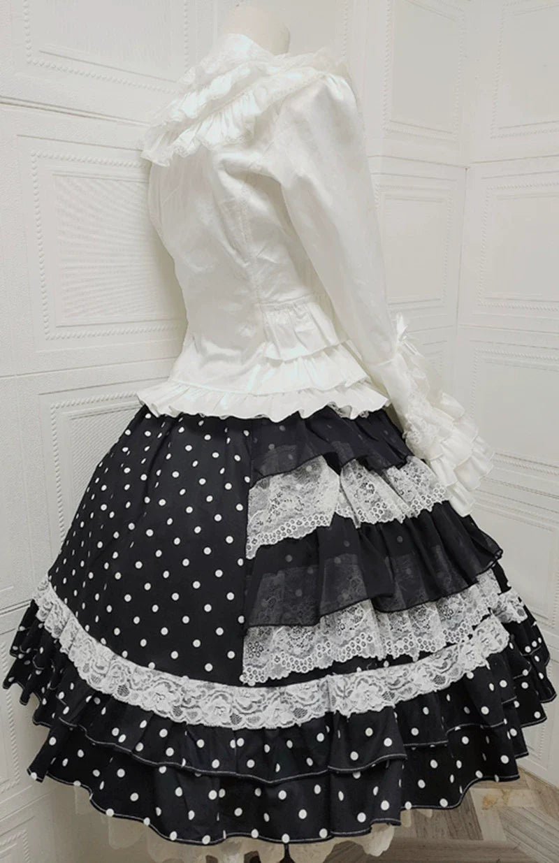 Japanese Old School Lolita Polka Dot Skirt - image 7
