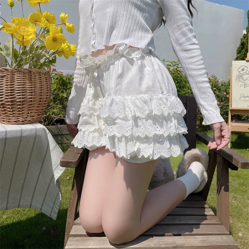 Cotton Lolita Bloomers, Tiered Hem Cake Shorts - image 17