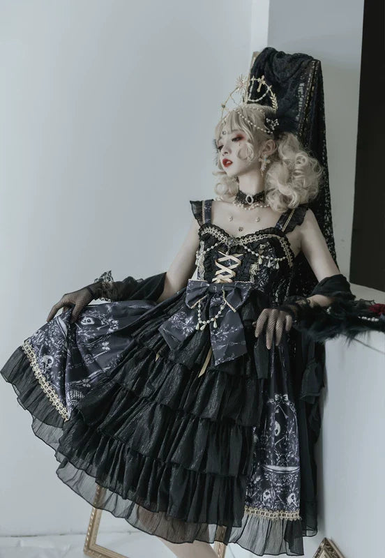 Dragon Witch - Printed Gothic Lolita JSK Dress, Front Opening - image 10