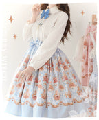 Rose Garden Bunny - Daily Lolita Rose Bunny Printing OP JSK Dress Set - image 15