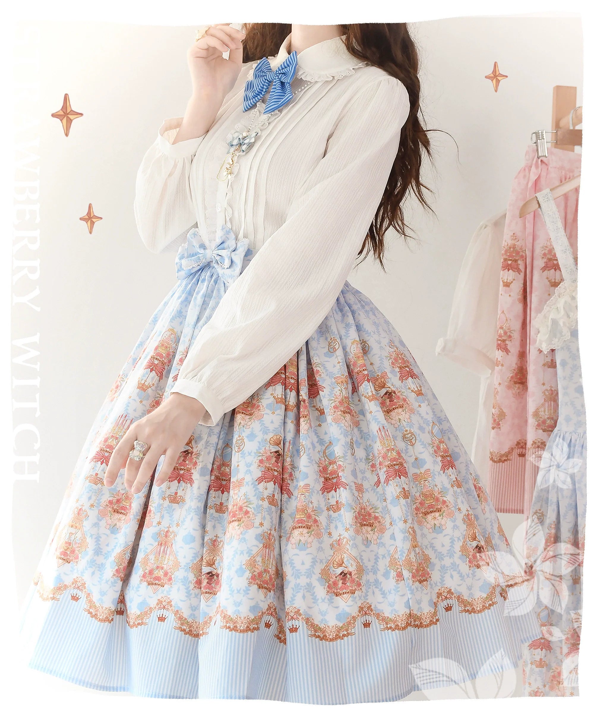 Rose Garden Bunny - Daily Lolita Rose Bunny Printing OP JSK Dress Set - image 15