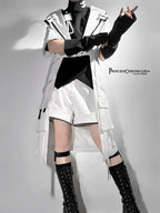 White Cat - Futuristic Style Cool Lolita Pants Suit With Cat Ear Coat - image 15
