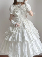 Cotton Gothic Lolita Long JSK, Drawn-up Hem - image 77