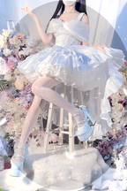 Floating Dream Lily - Elegant Lolita High Heel Shoes, Detachable Bow - image 25