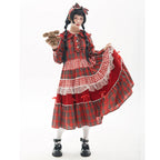 Vintage Lolita OP Dress Red Lolita Plaid Dress for Spring Summer - image 5