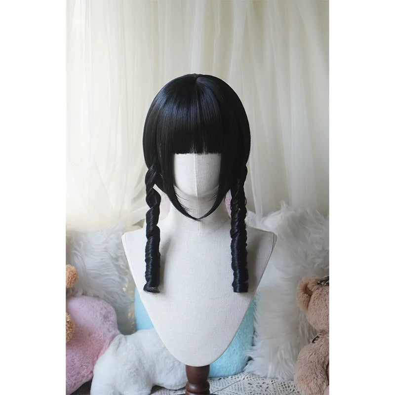 Solid Lolita Bob Wig With Detachable Curl Ponytail - image 9