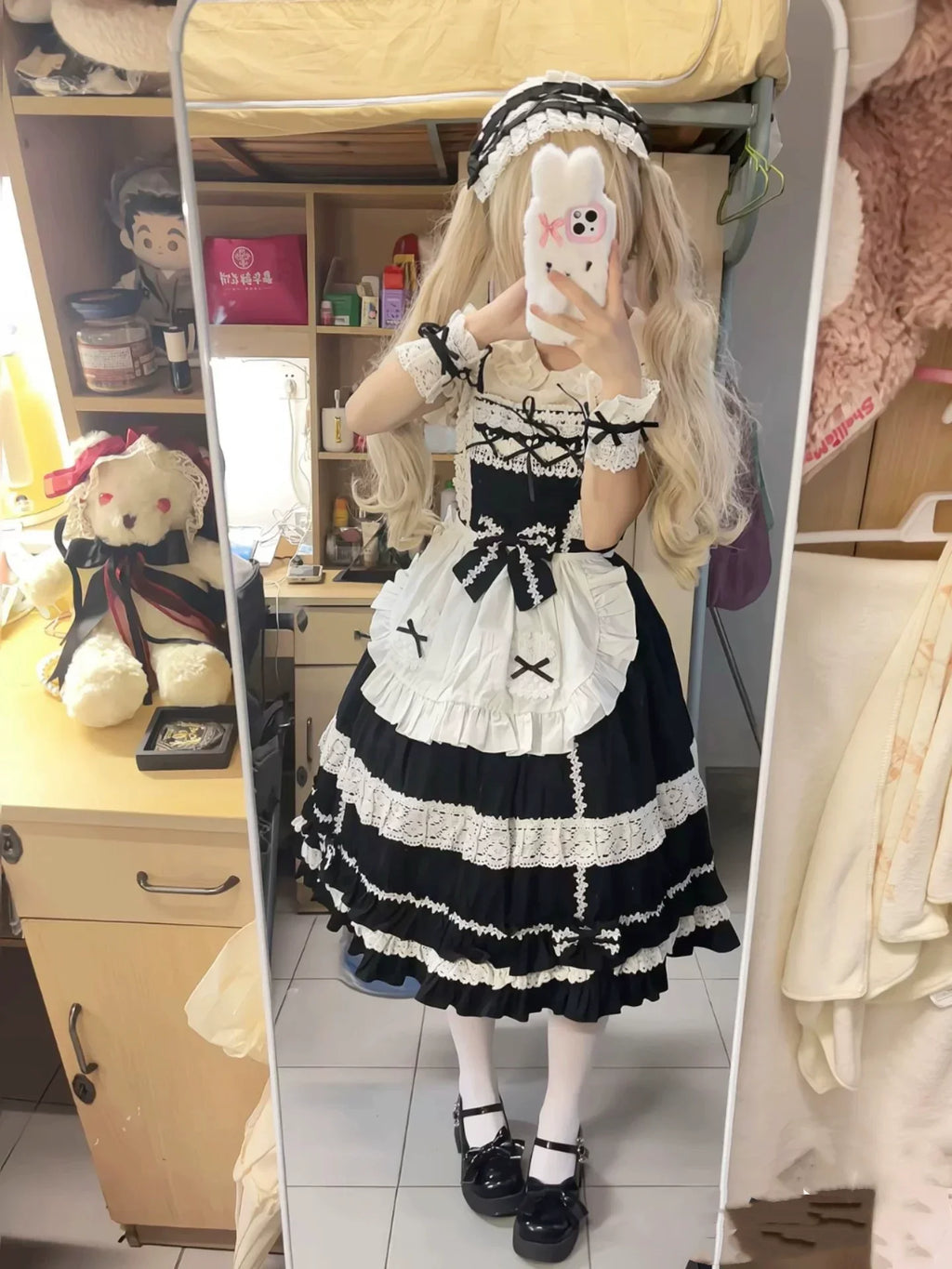 First Generation Doll - Black Old School Lolita Halter JSK Dress with Lace and Accessories - image 7