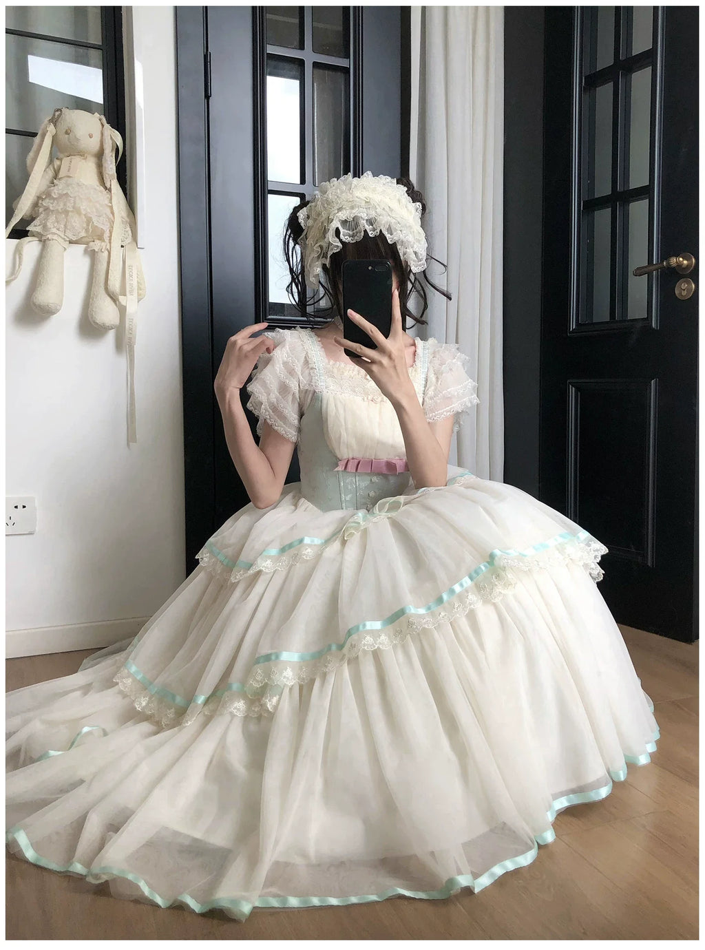 Sea Salt Soda - Classic Lolita Adjustable Corset JSK Dress, Tiered Tulle Hem - image 24