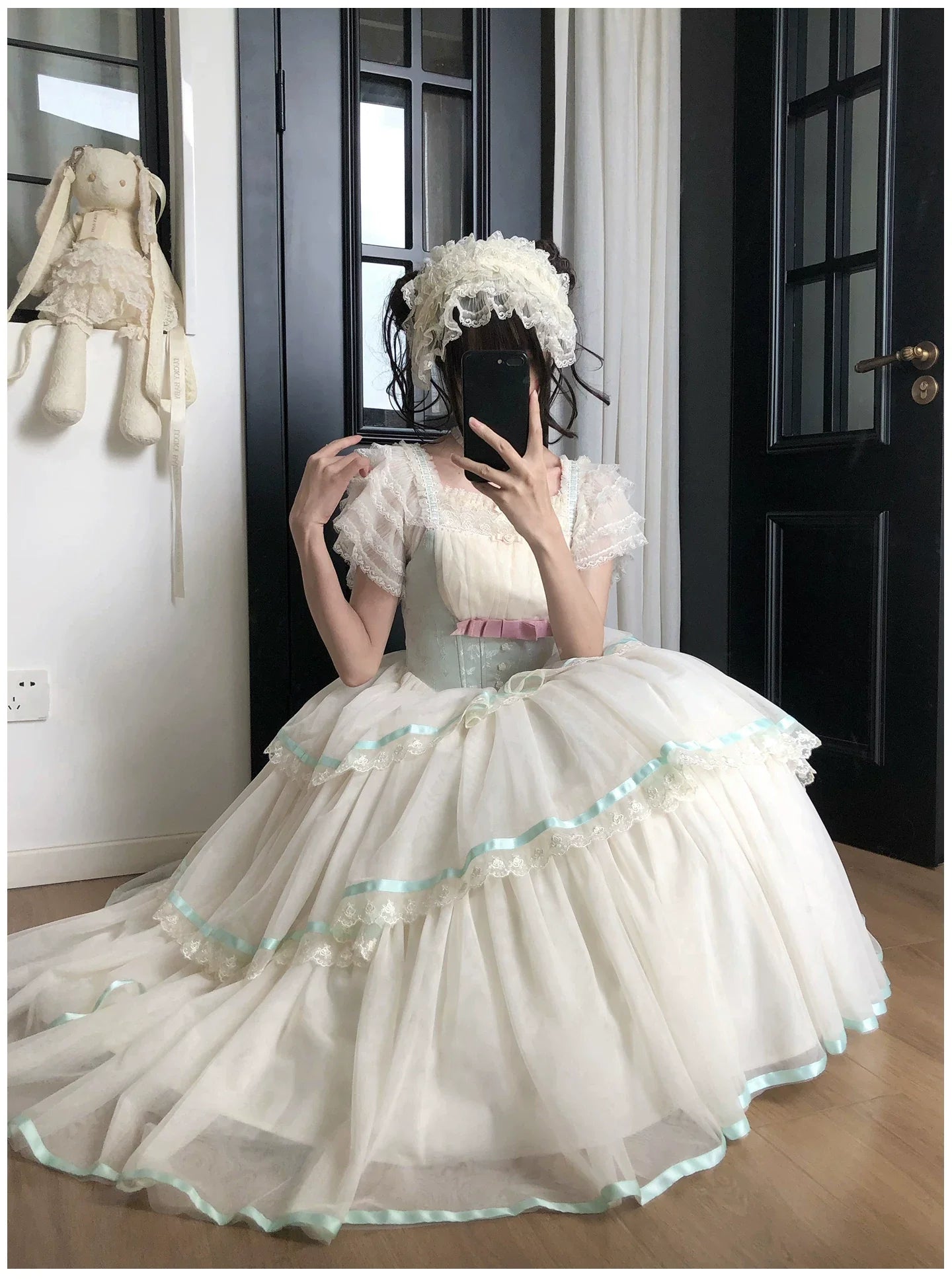 Sea Salt Soda - Classic Lolita Adjustable Corset JSK Dress, Tiered Tulle Hem - image 24