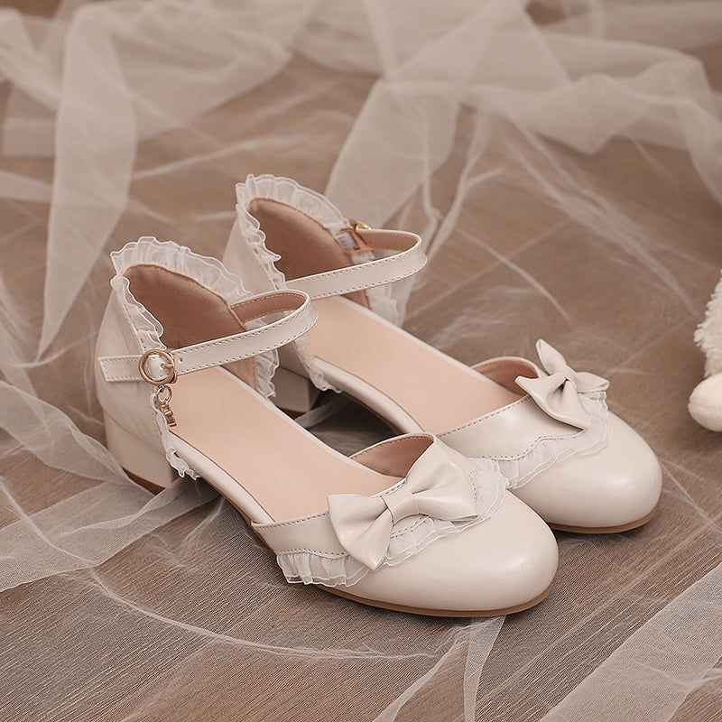 Bow-Tie Sweet Lolita Low Chunky Heel Sandals - image 10