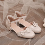 Bow-Tie Sweet Lolita Low Chunky Heel Sandals - image 12