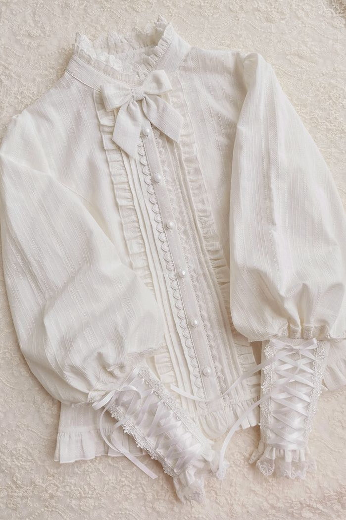 Winter Mutton Sleeves Lace Flounce Lolita Blouse - image 5