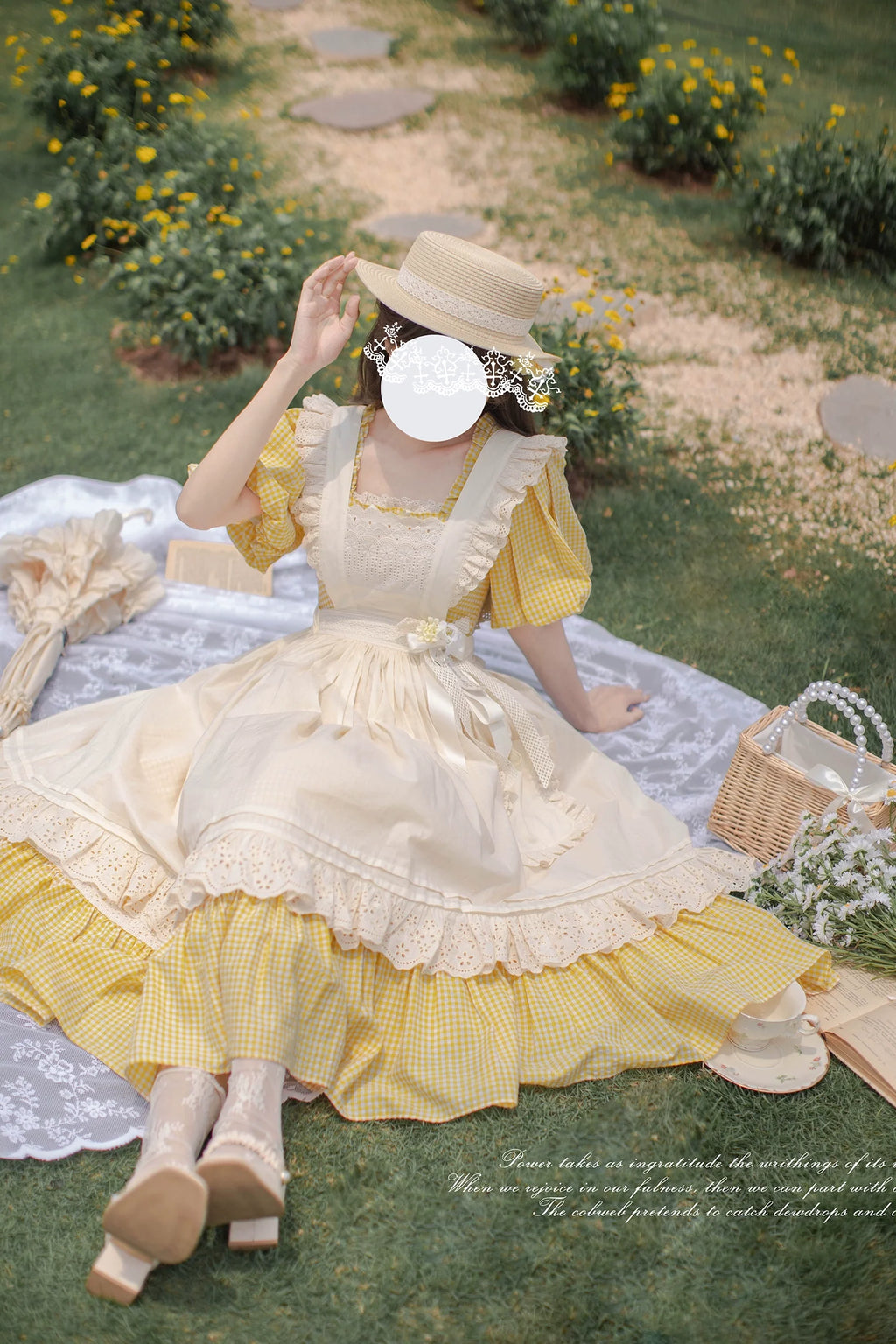 Belle - Yellow Lolita OP Dress Set with Apron - image 16
