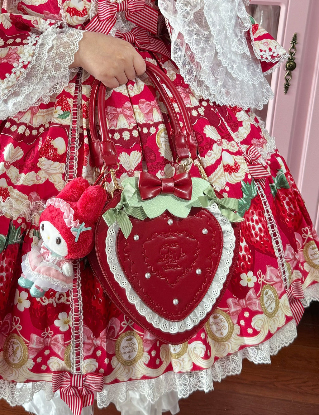 Sweet Strawberry - Bow and Lace Lolita Handbag - image 6