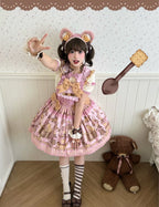 Bear Biscuit SP - Kawaii Lolita Bear Printed Dress Set with Bows - image 21