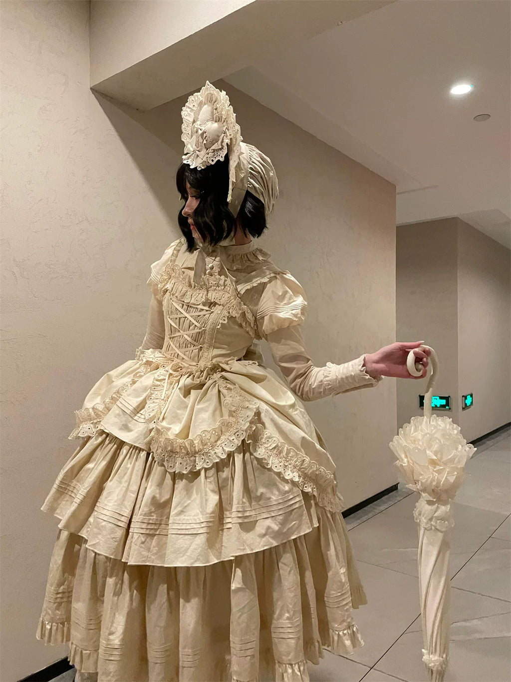 Cotton Gothic Lolita Long JSK, Drawn-up Hem - image 51