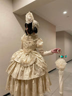 Cotton Gothic Lolita Long JSK, Drawn-up Hem - image 51