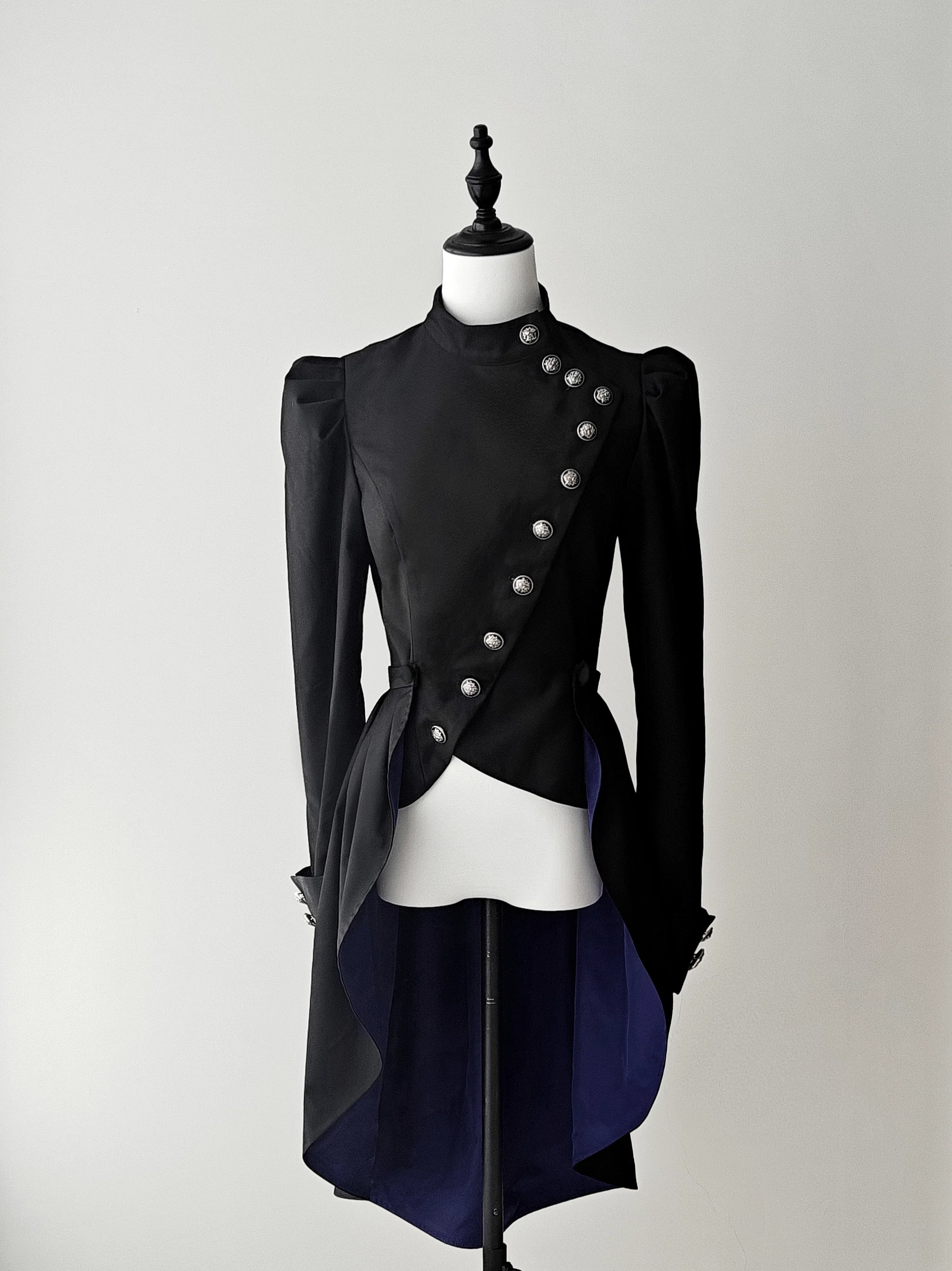 White Night Sonata - Ouji Lolita Embroidery Coat, Detachable Trailing - image 4