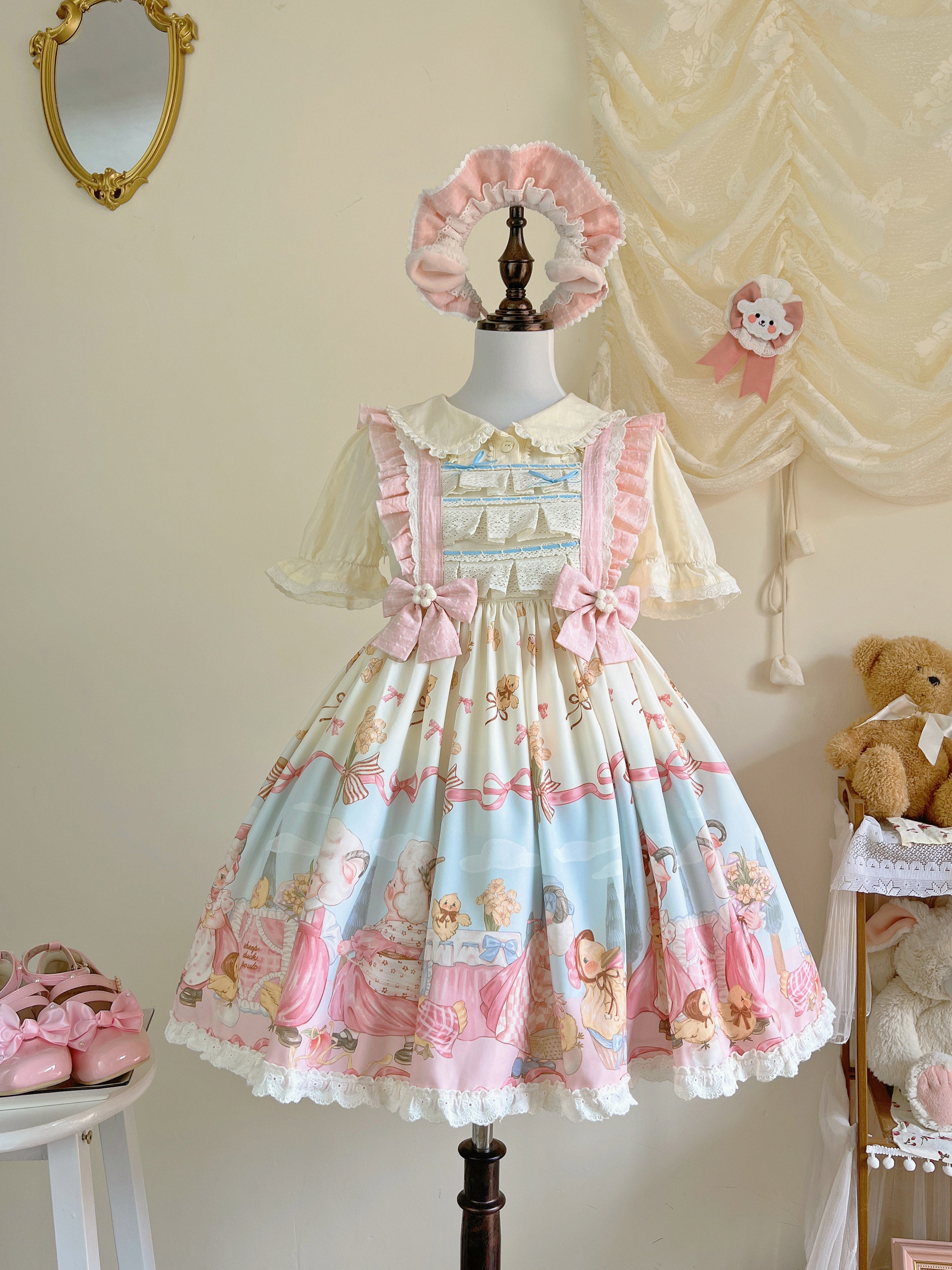 Sheep Pattern Waltz Princess Lolita JSK Salopette - image 4