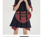 Vintage Lolita Heart Shaped Plaid Dot Print JK Uniform Bag - image 28
