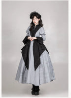 Nocturne SP - Striped Gothic Lolita OP Twin Lolita Dress with Apron and Accessories - image 23