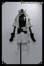 White Cat - Futuristic Style Cool Lolita Pants Suit With Cat Ear Coat - image 17